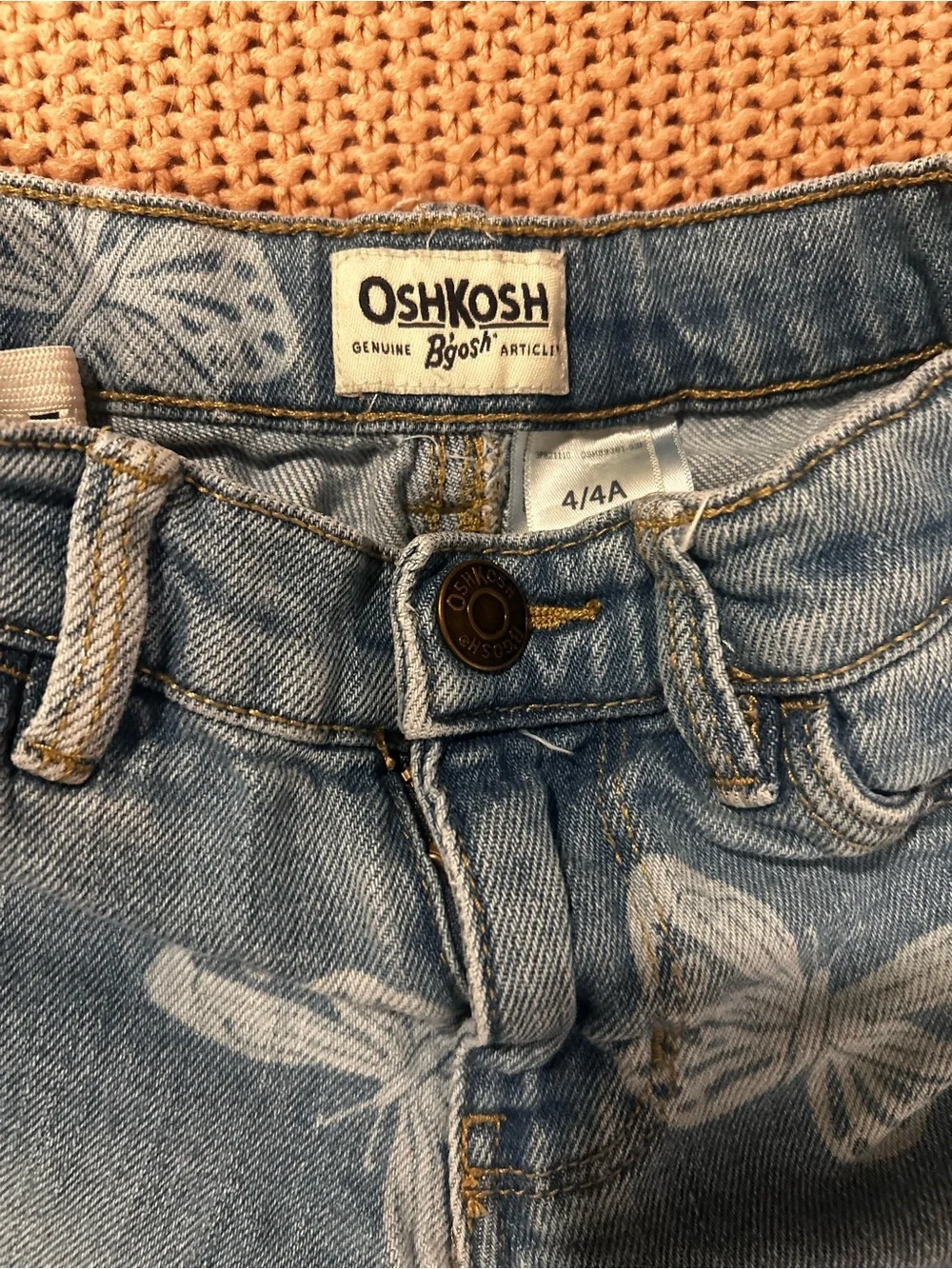 OshKosh B’gosh Girls Butterfly Print Jeans Light Wash Size 4/4A